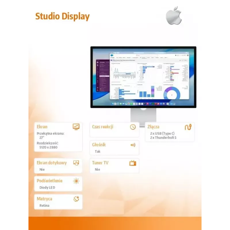Monitor Apple Studio Display com vidro nano-texture e suporte ajustável em inclinação (MFF14RC/A)