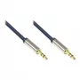 Cabo de ligação de áudio High-Quality 3,5mm, 2x fichas jack, caixa totalmente metálica, azul-escuro, 0,5m, Good Connections (GC-M0038)