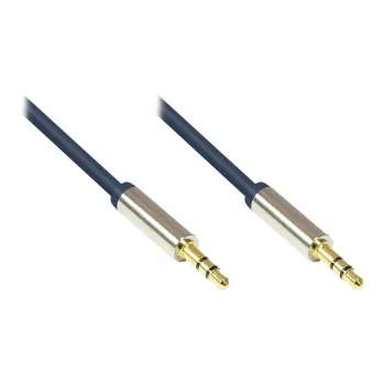 Cabo de ligação de áudio High-Quality 3,5mm, 2x fichas jack, caixa totalmente metálica, azul-escuro, 2m, Good Connections (GC-M0041)
