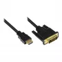 Cabo de ligação HDMI 19 pinos macho para DVI-D 24+1 macho, fichas e contactos de cobre banhados a ouro 24K, OFC, preto, 5 m, Good Connections (GC-M0012)