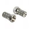 Conector F DELOCK 65615, ficha macho tipo F em metal para cabo coaxial Ø 5,0–5,2 mm, prateado, 1 unid.