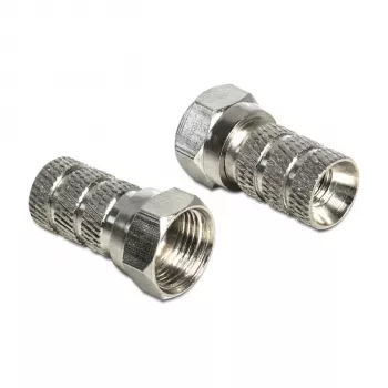 Conector F DELOCK 65615, ficha macho tipo F em metal para cabo coaxial Ø 5,0–5,2 mm, prateado, 1 unid.