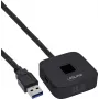 Leitor de impressões digitais USB com hub InLine, compatível com Windows Hello, cabo de 1,5 m, preto
