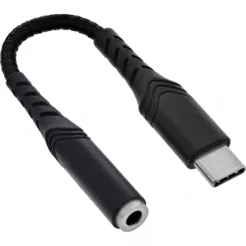 Adaptador áudio InLine 33054E USB-C para 3,5 mm com DAC integrado, cabo de 15 cm