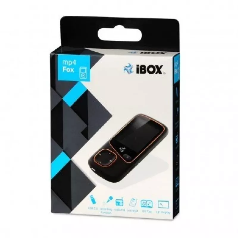 Leitor MP4 portátil IBOX IMP34V1816BK — 4 GB, ecrã LCD, rádio FM, suporte MicroSD, preto