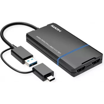 Adaptador de ecrã VALUE USB Type A C - Dual HDMI 4K30+ 1080p ST/BU - Adaptador - Digital/Dados (12.99.3206)
