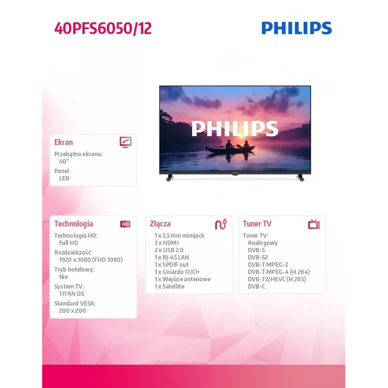 Philips 40PFS6050/12 TV Smart LED Full HD 40 polegadas com Titan OS