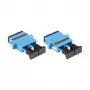 Acoplador duplex de fibra ótica, SC (UPC) para SC (UPC), OS2, Monomodo, caixa de plástico com flange, manga cerâmica, azul, Good Connections® (LW-K206)