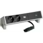 Bachmann 902.903 DESK2 INOX régua de tomadas, 2x Schuko, 1x USB-C 60 W