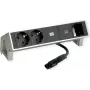 Bachmann 902.905 DESK2 INOX régua de tomadas, 2x Schuko, 1x USB-C 30 W