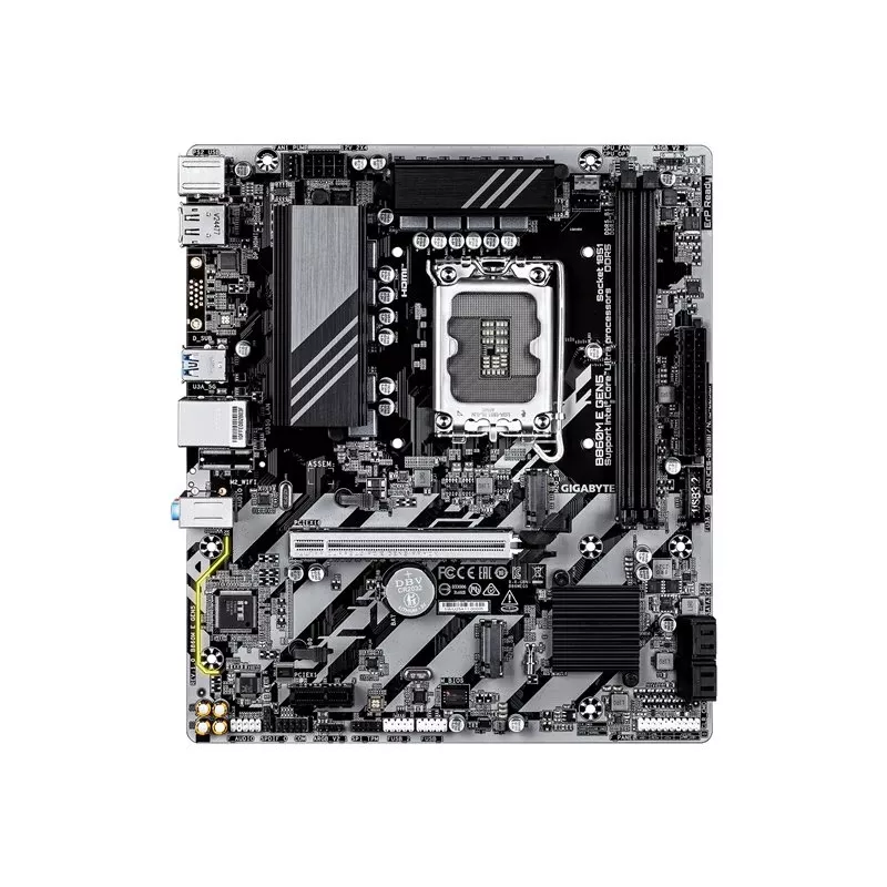 Placa-mãe GIGABYTE B860M E GEN5 LGA1851 para Intel Core Ultra, DDR5 até 8800 MHz (O.C.), 2x PCIe 4.0 M.2, 1GbE