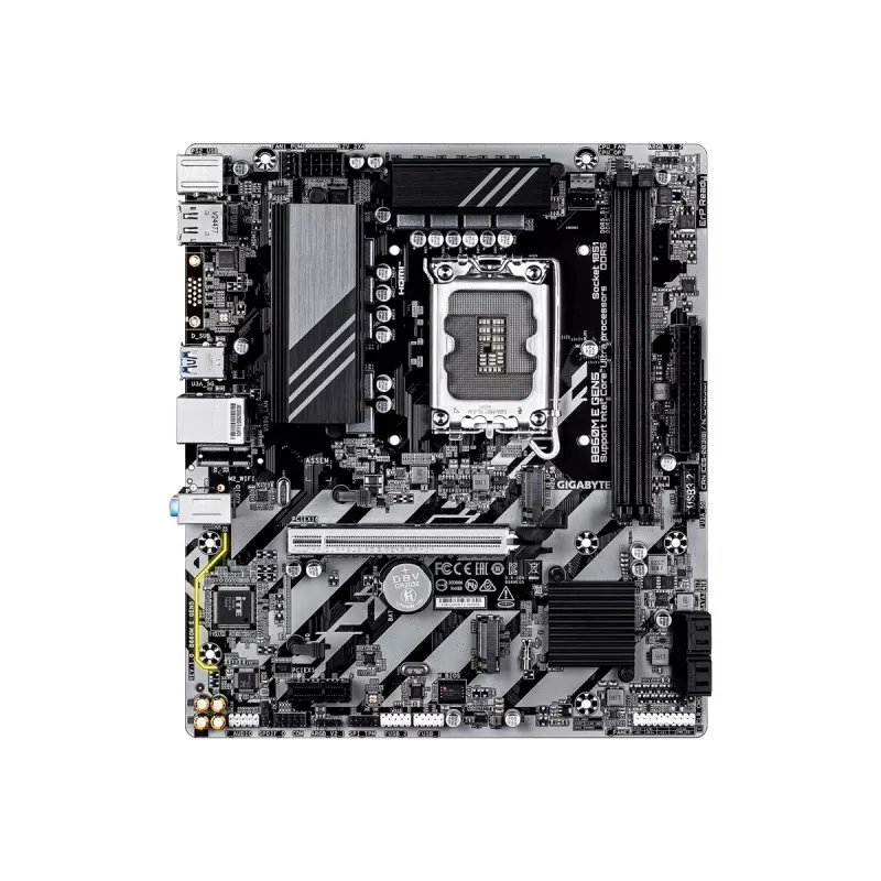 Placa-mãe GIGABYTE B860M E GEN5 LGA1851 para Intel Core Ultra, DDR5 até 8800 MHz (O.C.), 2x PCIe 4.0 M.2, 1GbE