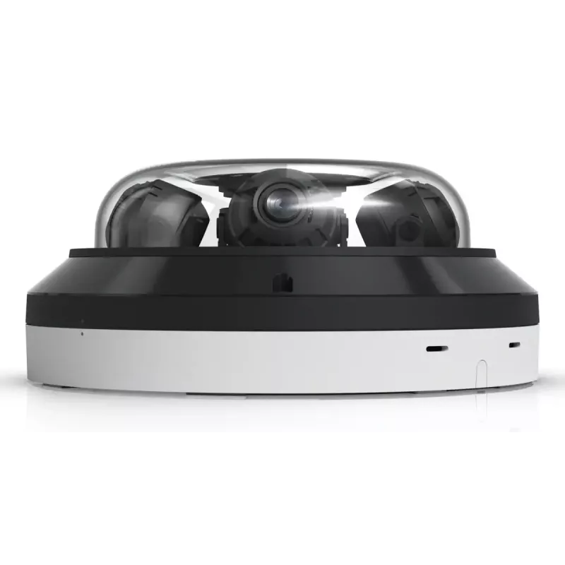 Câmara de vigilância dome IP UBIQUITI AI Multi Sensor 4 — 3840×2160, campo de visão 360°, zoom ótico 2,33×, montagem no teto, com fios (branco/preto)