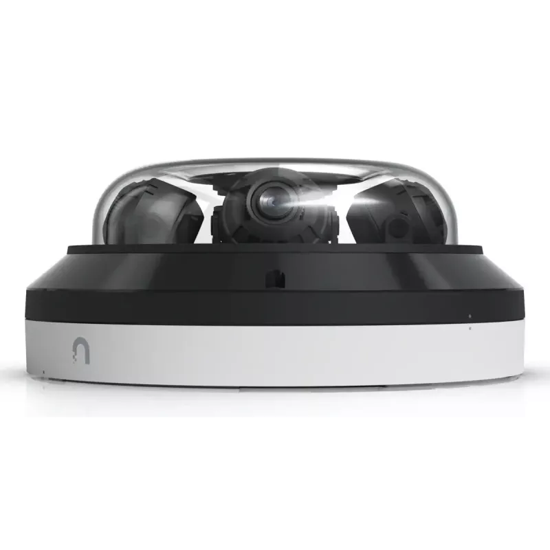 Câmara de vigilância dome IP UBIQUITI AI Multi Sensor 4 — 3840×2160, campo de visão 360°, zoom ótico 2,33×, montagem no teto, com fios (branco/preto)