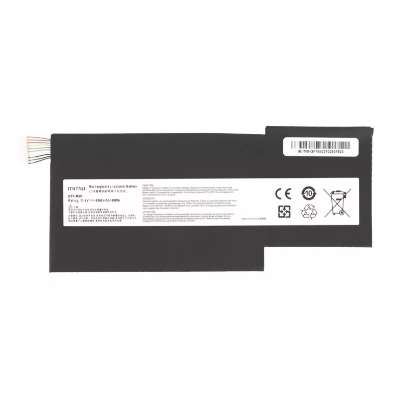 Bateria MITSU BTY-M6K MS-17B4 11,4V 4300mAh (49Wh) para portáteis MSI