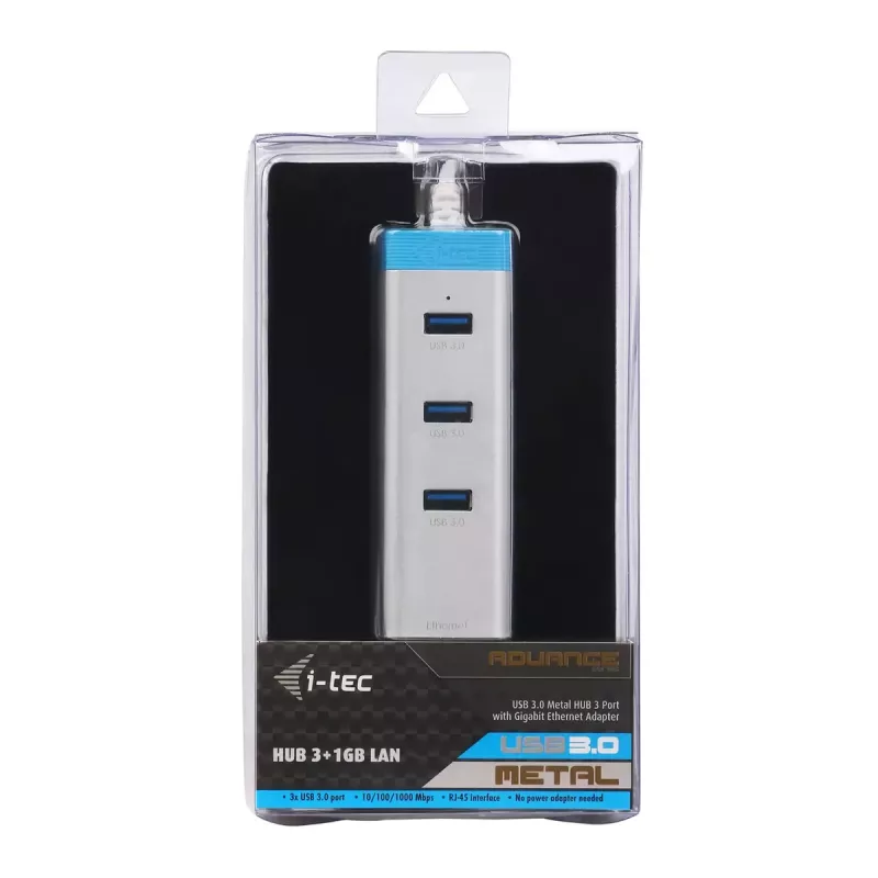i-tec USB 3.0 HUB de carregamento metálico, 4 portas, com adaptador de corrente