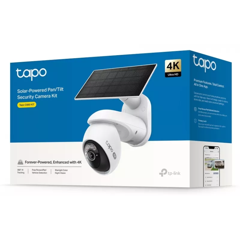 TP-Link Tapo kit de câmara de segurança rotativa/inclinável alimentada a energia solar