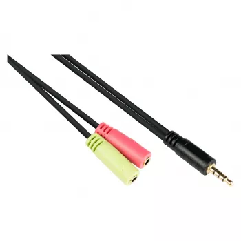Adaptador de headset Good Connections, ficha jack 3,5 mm para 2 tomadas jack 3,5 mm, OMTP, 0,2 m, preto (AD-HS03)