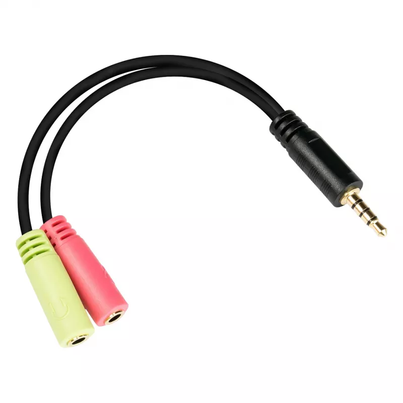 Adaptador de headset Good Connections, ficha jack 3,5 mm para 2 tomadas jack 3,5 mm, OMTP, 0,2 m, preto (AD-HS03)