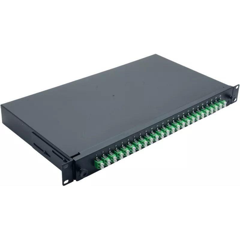 Helos 375555 caixa de emendas de fibra ótica de 19", 24x LC/APC Duplex OS2, pronta para emenda, preto