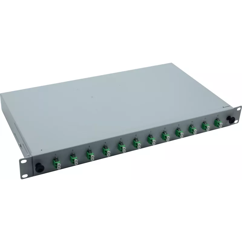 Helos 375552 caixa de emendas de fibra ótica de 19", 12x LC/APC Duplex OS2, pronta para emenda, cinzento