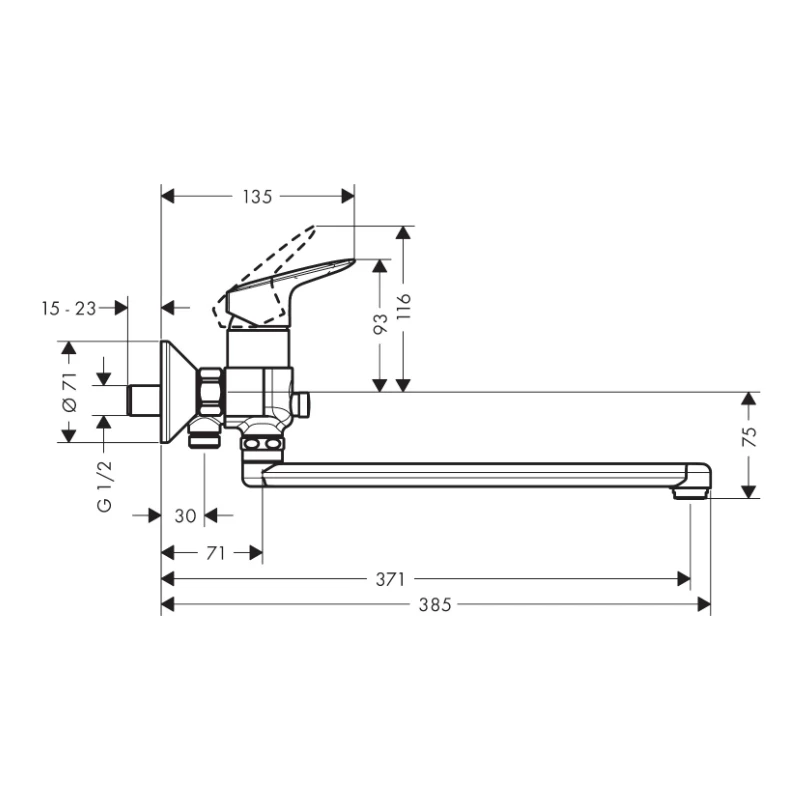 Misturadora monocomando de banheira Hansgrohe Logis com bica longa 71402000