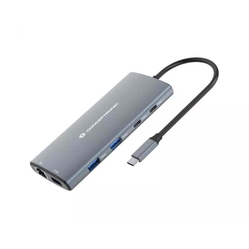 CONCEPTRONIC dock 10-1 USB-C->HDMI/2xUSB-C/3xUSB-A/+ 20cm gr