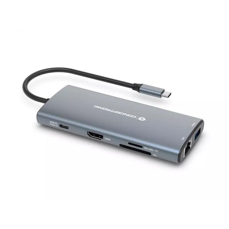 CONCEPTRONIC dock 10-1 USB-C->HDMI/2xUSB-C/3xUSB-A/+ 20cm gr
