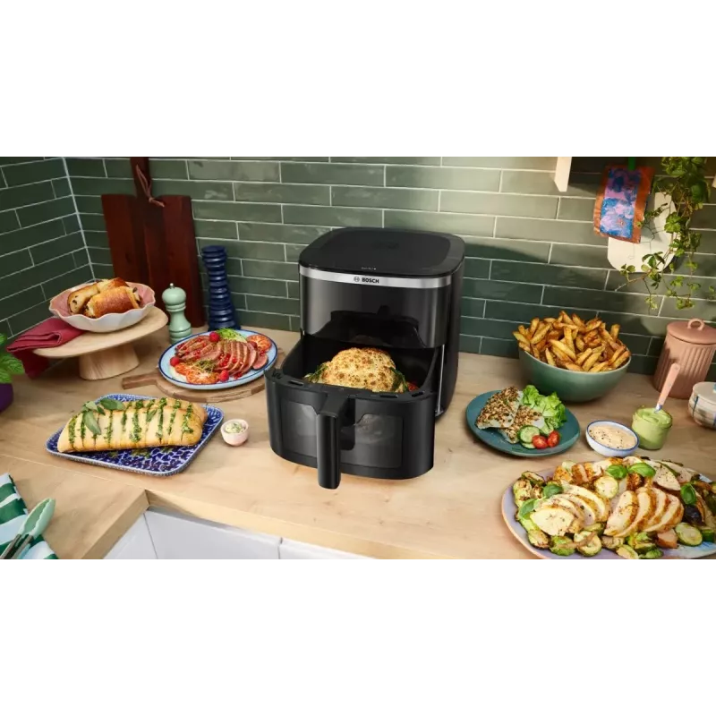 Fritadeira de ar quente Bosch Serie 6 MAFS2671B aparelho individual 7,2 L modelo de bancada 1800 W fritadeira de ar quente preta