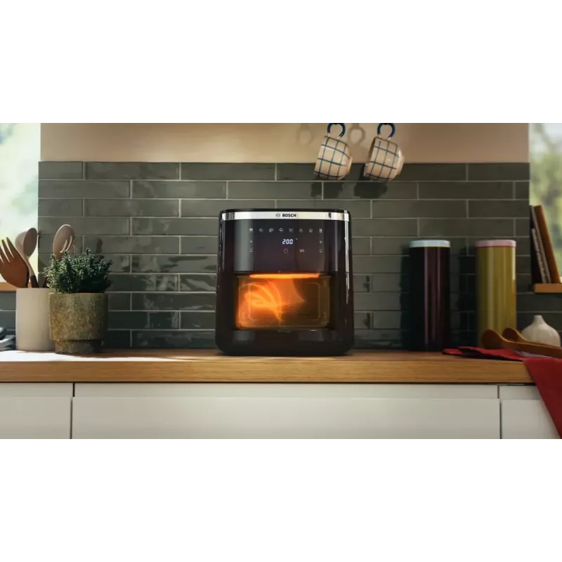 Fritadeira de ar quente Bosch Serie 6 MAFS2671B aparelho individual 7,2 L modelo de bancada 1800 W fritadeira de ar quente preta