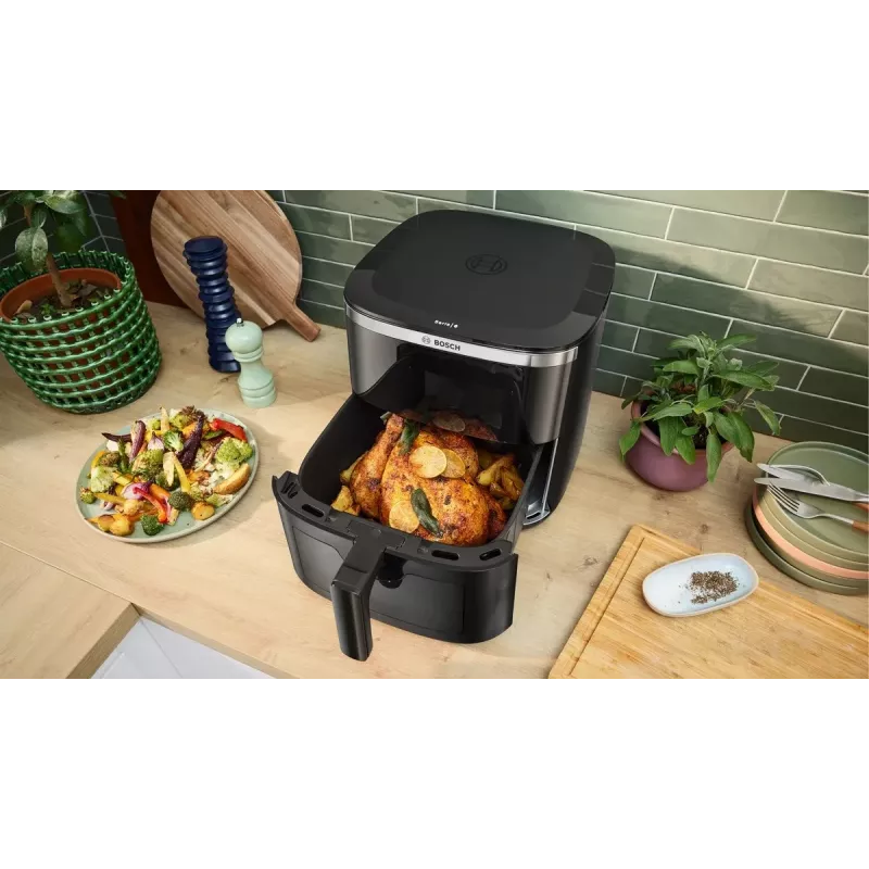 Fritadeira de ar quente Bosch Serie 6 MAFS2671B aparelho individual 7,2 L modelo de bancada 1800 W fritadeira de ar quente preta
