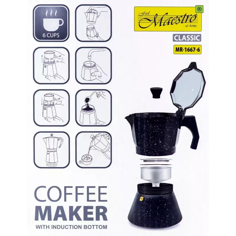 Máquina de café Maestro MR-1667-6 — cafeteira de espresso para 6 chávenas
