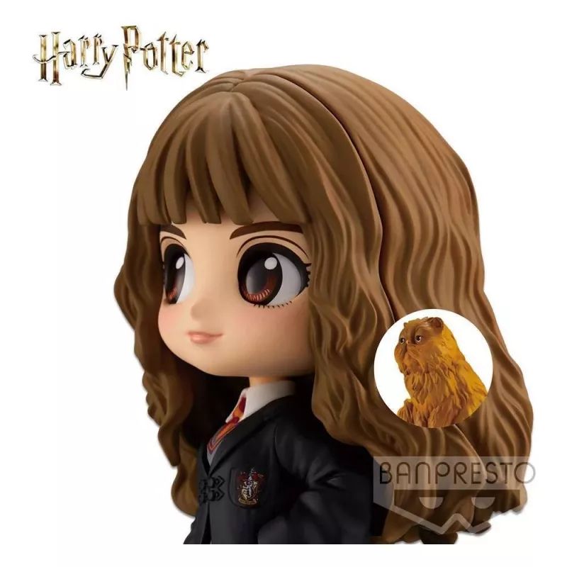 Figura de ação Banpresto Q Posket Hermione Granger com Bichento Figura de colecionador