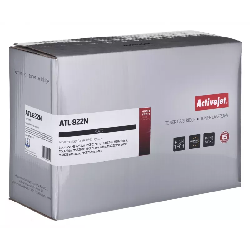 Tinteiro ActiveJet ATL-822N para Lexmark (substitui 58D2H00), preto, 15000 páginas, 1 unid.
