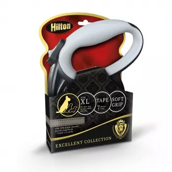 Treia retrátil Hilton Smart Dog Tape XL — 7 m, para cães até 40 kg, preto-cinzento