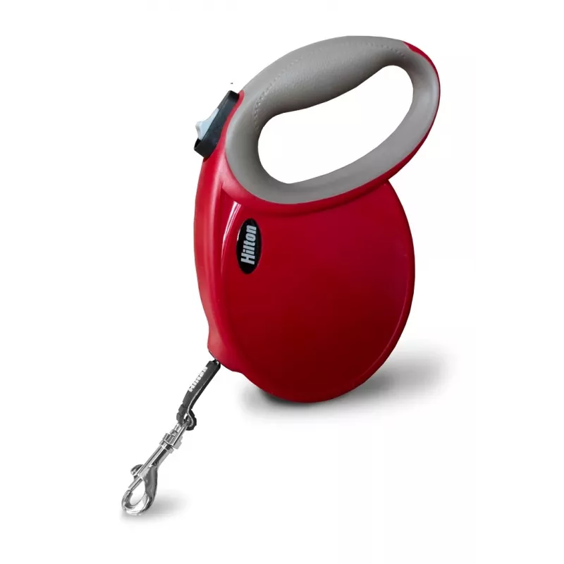Treia retrátil para cães Hilton Smart Dog Tape L — 5 m, para cães até 30 kg, bordô-cinzento