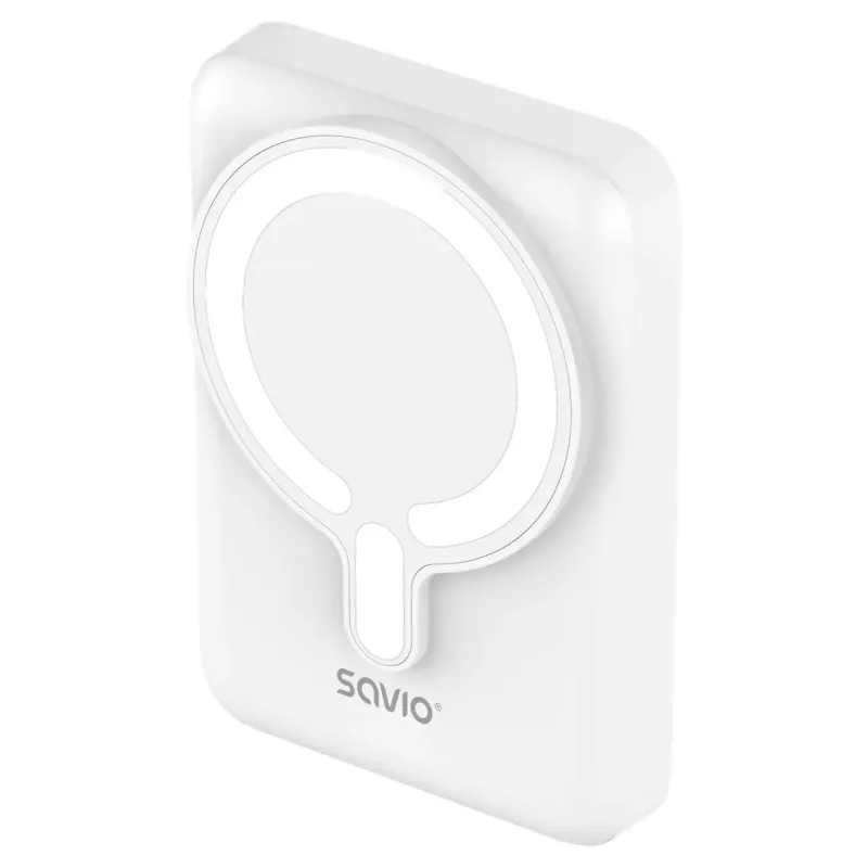 Powerbank SAVIO BA-13 10000 mAh com saída de 20 W e carregamento sem fios, branco