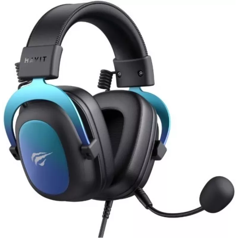 Headset gaming Bluetooth HAVIT H2002U PRO com microfone, preto/azul