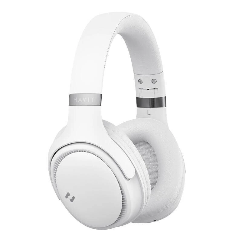 Auscultadores Bluetooth sem fios HAVIT H630BT — on-ear, Bluetooth, microfone integrado, branco