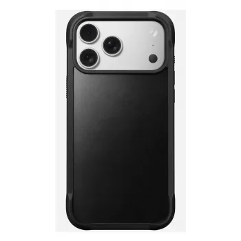 Capa para telemóvel Nomad Rugged Leather Case para iPhone 17 Pro Max, capa, pele + TPU + PC, compatível com ecrã de 17,5 cm (6,9 polegadas), preto