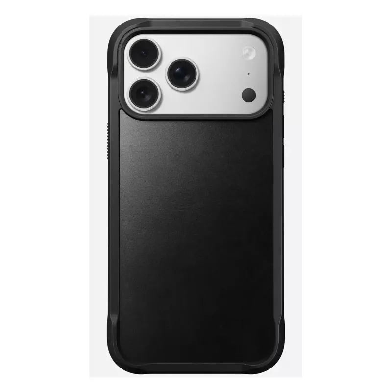 Capa para telemóvel Nomad Rugged Leather Case para iPhone 17 Pro Max, capa, pele + TPU + PC, compatível com ecrã de 17,5 cm (6,9 polegadas), preto