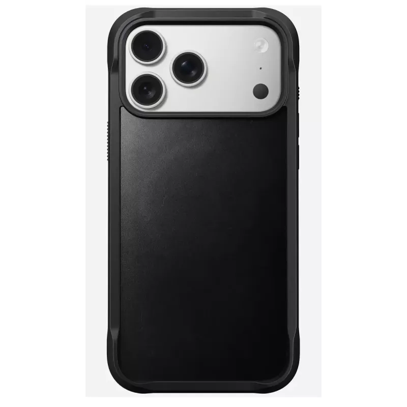 Capa para telemóvel Nomad Rugged Leather Case para iPhone 17 Pro Max, capa, pele + TPU + PC, compatível com ecrã de 17,5 cm (6,9 polegadas), preto