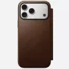 Capa para telemóvel em pele Nomad Modern Leather Folio para iPhone 17 Pro Max (6,9 polegadas) castanho, pele/alumínio, 4 compartimentos para cartões
