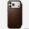 Capa para telemóvel em pele Nomad Modern Leather Folio para iPhone 17 Pro Max (6,9 polegadas) castanho, pele/alumínio, 4 compartimentos para cartões