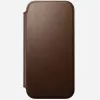 Capa para telemóvel em pele Nomad Modern Leather Folio para iPhone 17 Pro Max (6,9 polegadas) castanho, pele/alumínio, 4 compartimentos para cartões