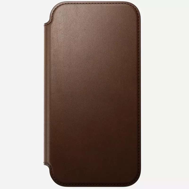 Capa para telemóvel em pele Nomad Modern Leather Folio para iPhone 17 Pro Max (6,9 polegadas) castanho, pele/alumínio, 4 compartimentos para cartões