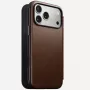 Capa para telemóvel em pele Nomad Modern Leather Folio para iPhone 17 Pro Max (6,9 polegadas) castanho, pele/alumínio, 4 compartimentos para cartões