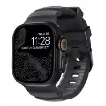 NOMAD Rocky Point Band - bracelete para Apple Watch 46mm/49mm com FKM e titânio (Storm, ferragens pretas)