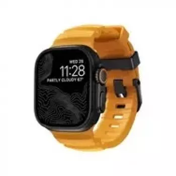 NOMAD Rocky Point Band – bracelete para Apple Watch 46 mm/49 mm com FKM e titânio (Sol, ferragens pretas)
