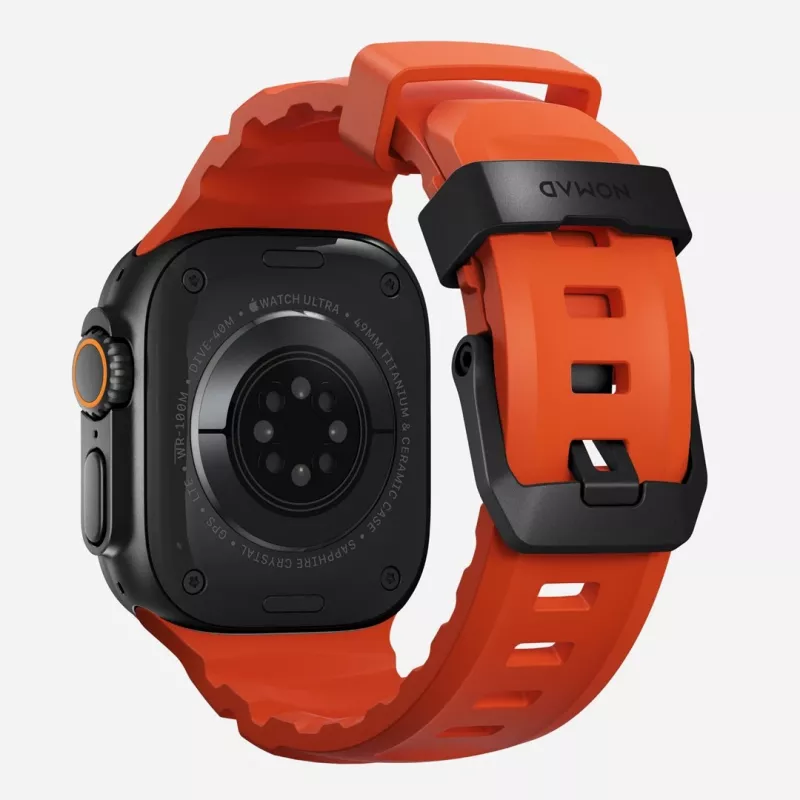 NOMAD Rocky Point bracelete para Apple Watch 46/49 mm, FKM e titânio, Magma/Black Hardware
